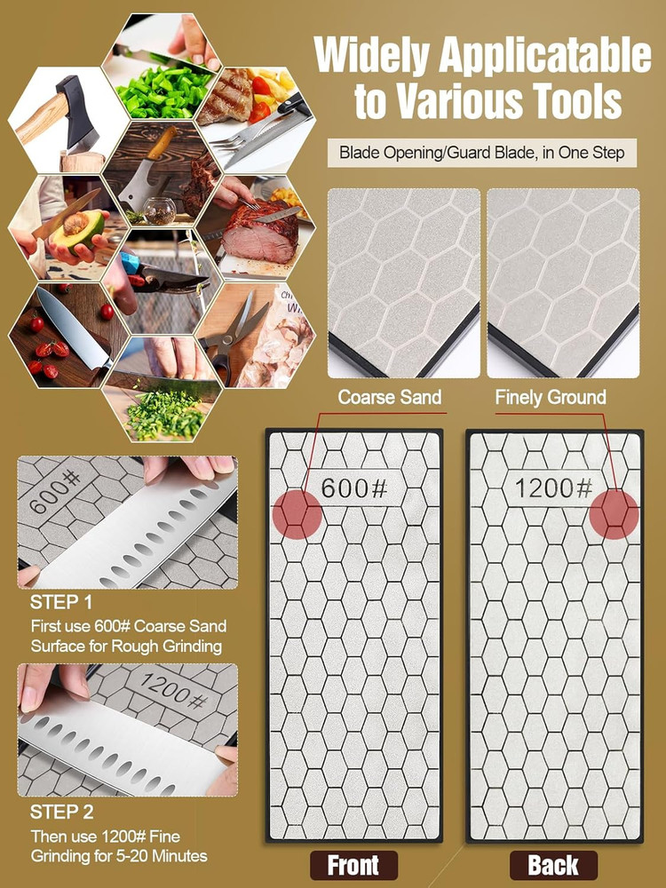 Double-Sided Diamond Sharpening Stone, Knife Sharpener Stone Whetstone Honeycom