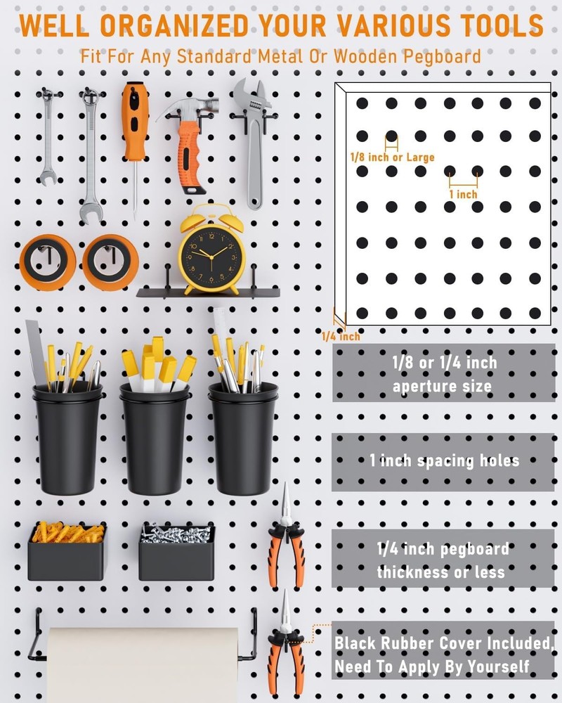 Versatile Pegboard Hooks and Baskets Set - 30 Pieces for Craft and Tool Storage