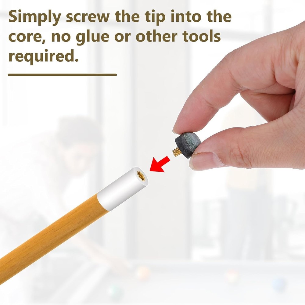 Gray Pool Cue Tip Replacement Set - 10 Durable Leather Tips Included