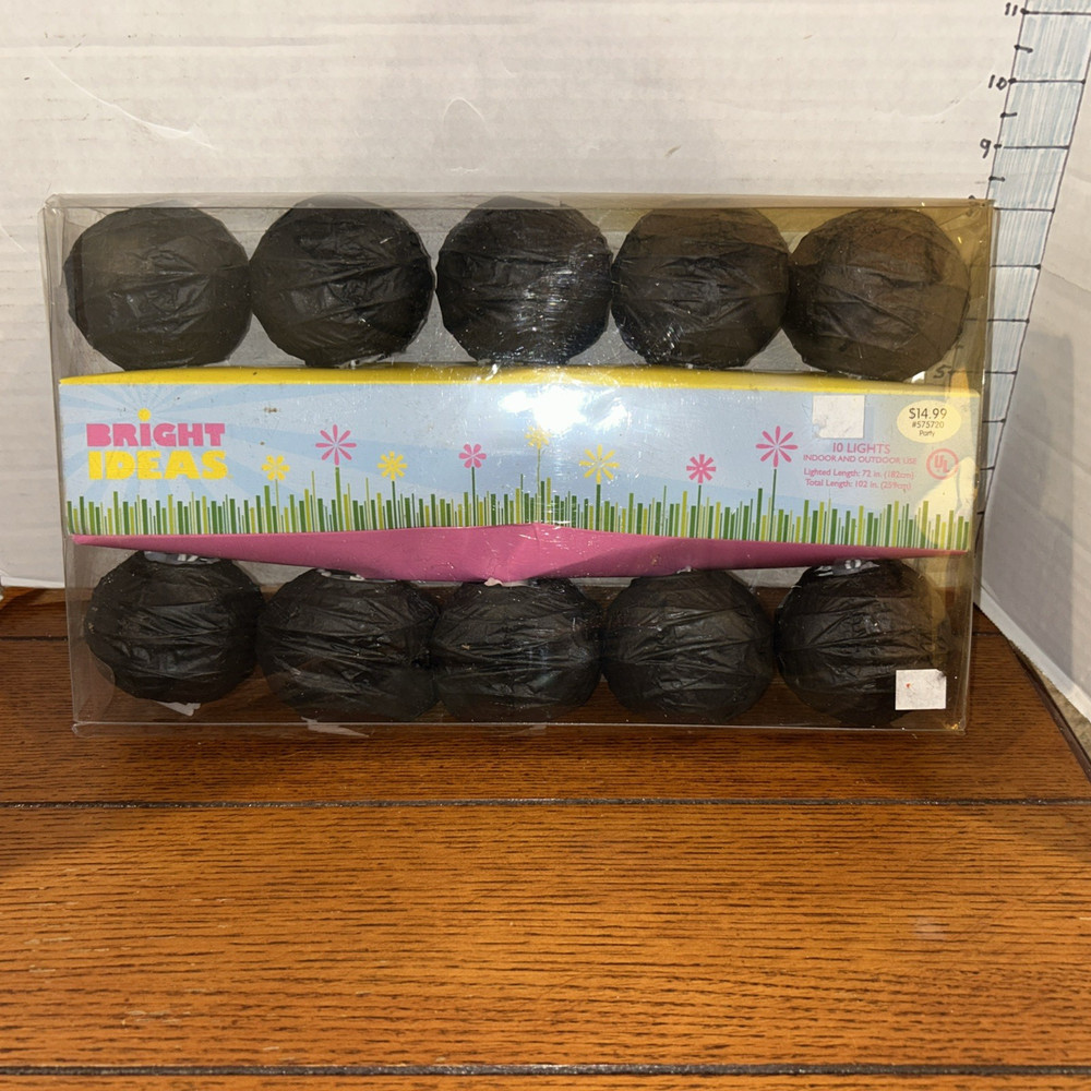10 Black Ball Paper Lantern String Light Set Indoor/Outdoor Bright Ideas