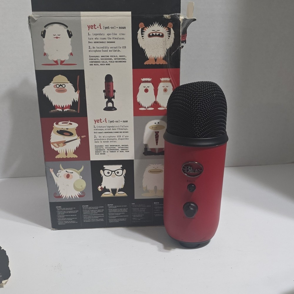 Blue Yeti USB Freestanding Microphone Red Mute Button Adjustable Gain