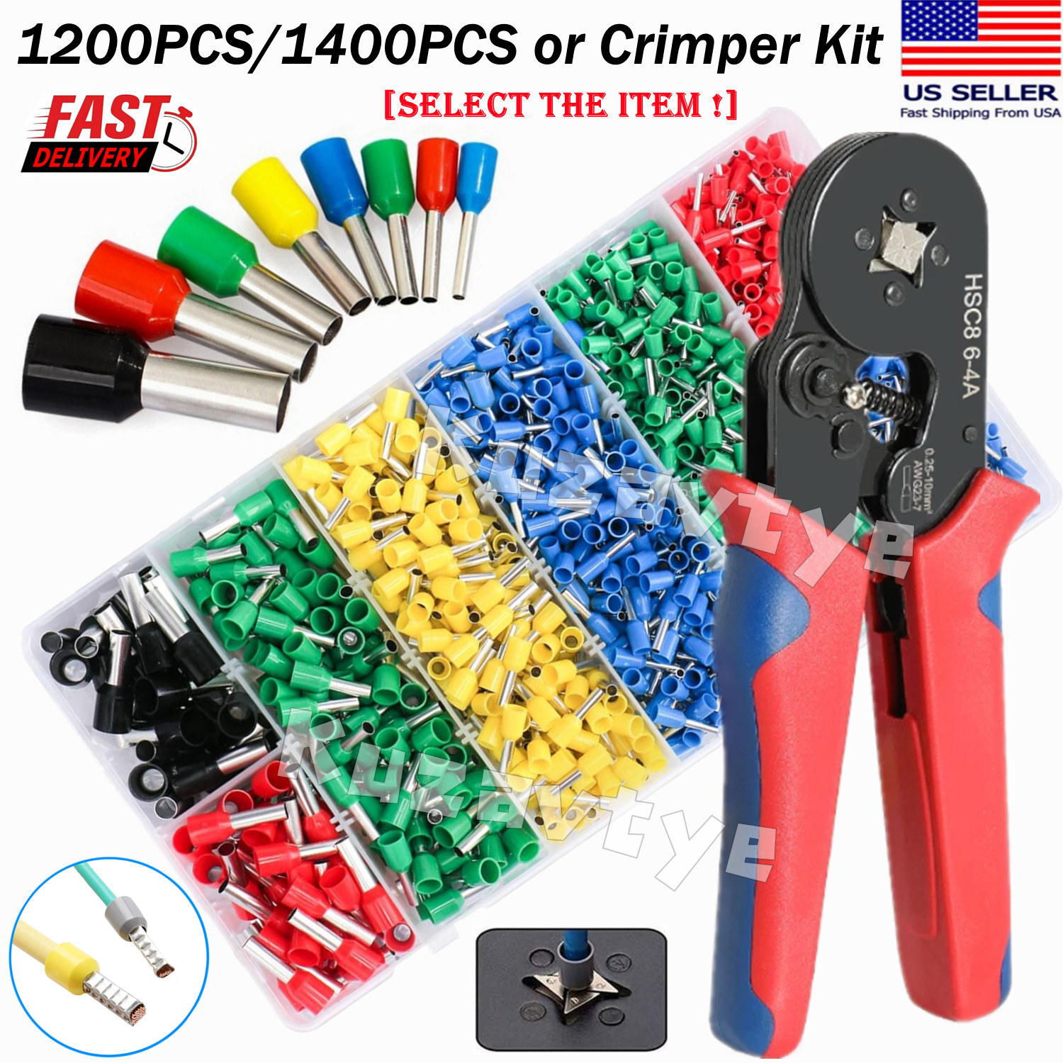 1400PCS Cable Wire Cord Pin End Bootlace Ferrule Terminals Crimp Connectors Kit