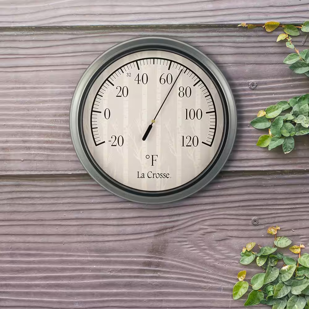 8 In. Analog Thermometer with Birch Tree Dial