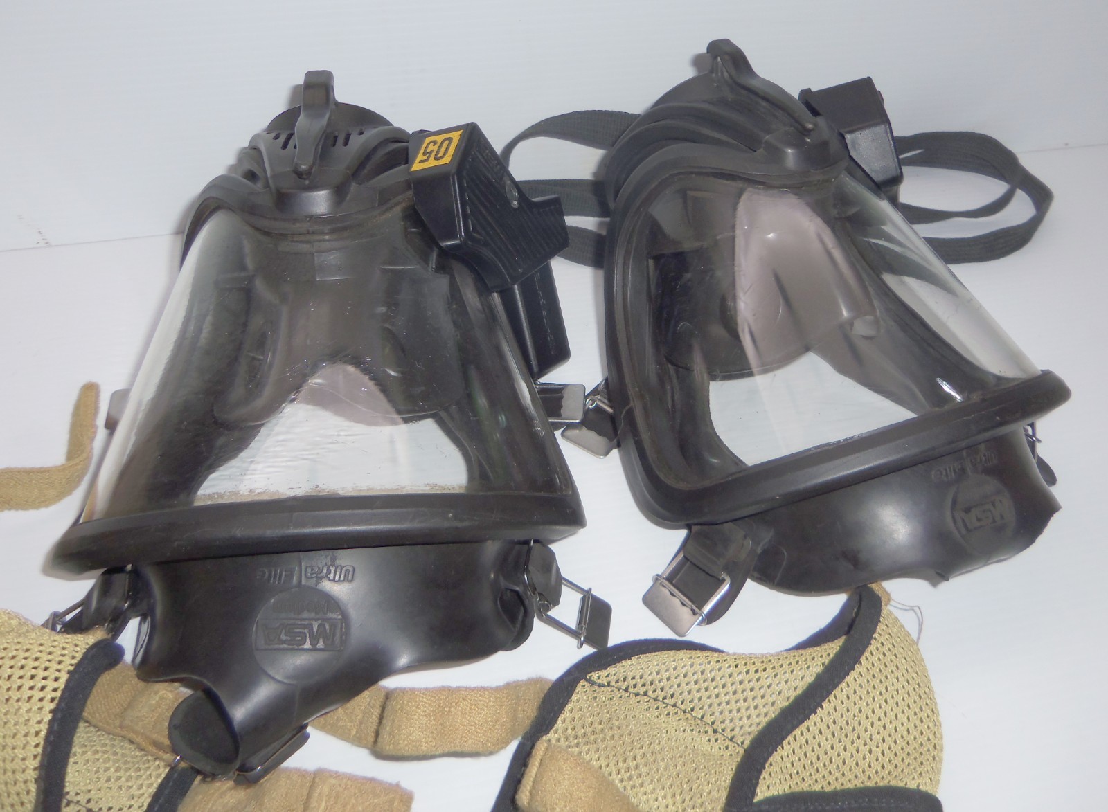 2 MSA Ultra-Elite Firehawk MMR SCBA Med. Facepieces & 2 Nightfighter Systems