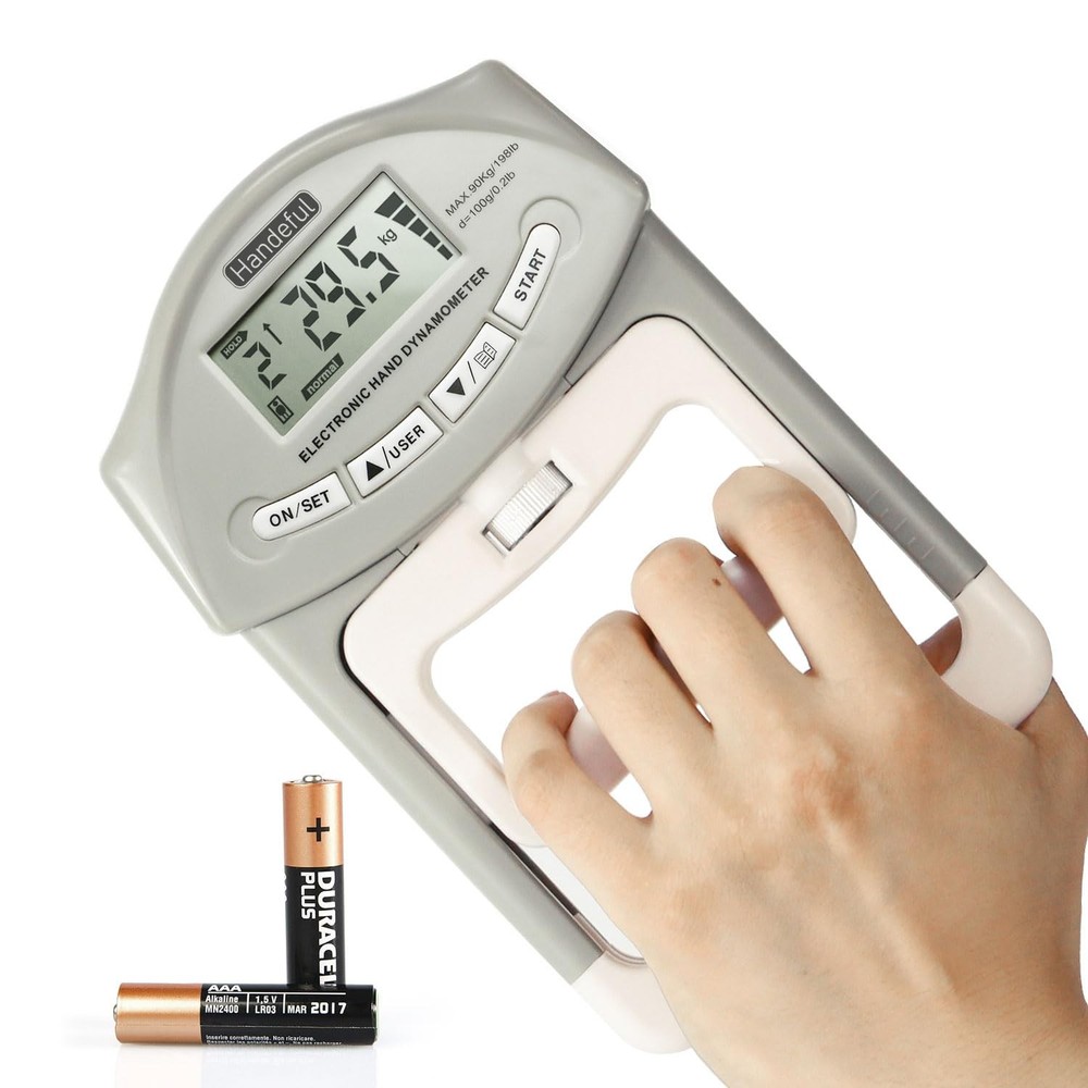 Handeful Grip Strength Tester, Hand Dynamometer (198Lbs / 90Kgs), Grey