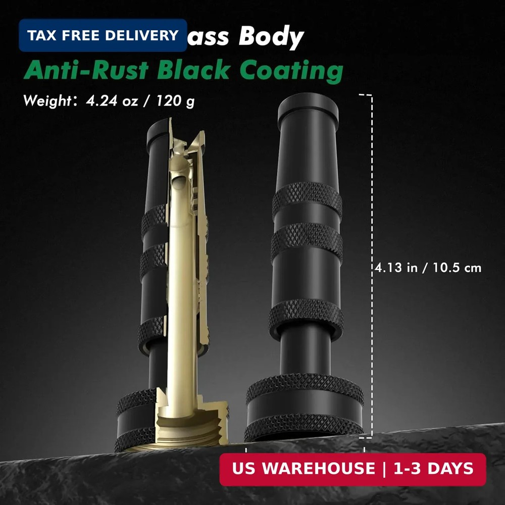 [2 Pack] RESTMO 100% Solid Brass Adjustable Twist Hose Nozzle with Anti-Rust Coa