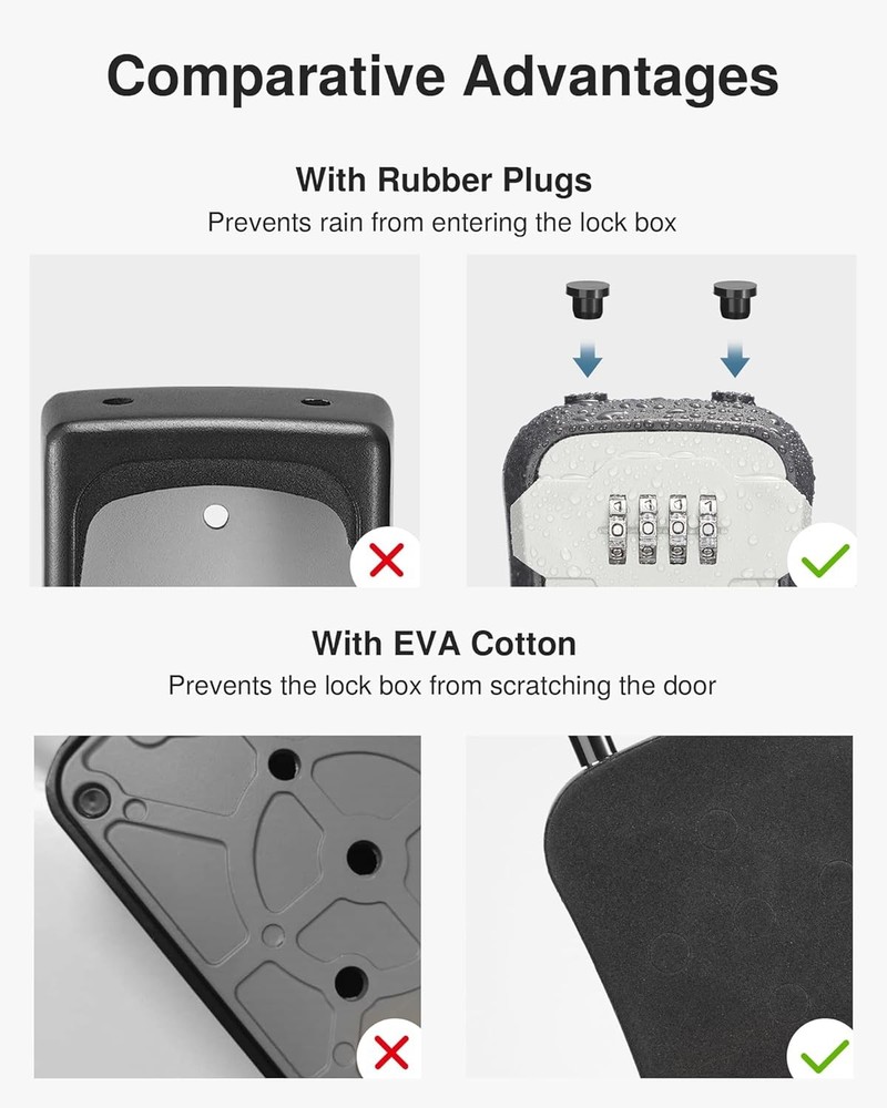 Puroma Lock Box, Key Box Wall Mount & Portable Combination Lockbox Gray