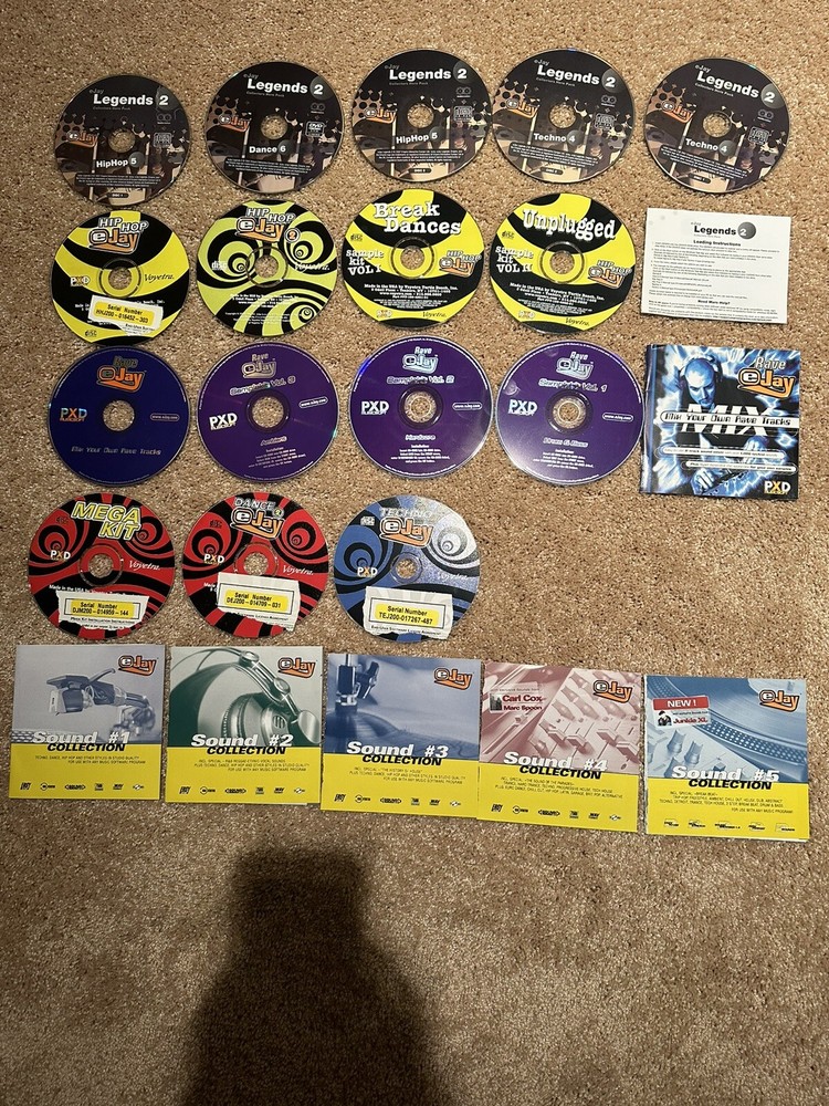 36  Ejay sample, Program discs. 100k+ samples dance rave hiphop techno