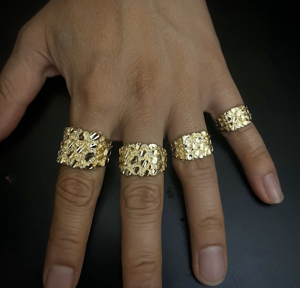 Authentic 14k Gold Nugget Ring Manly Small Medium Large Extra Large Sizes 6-13