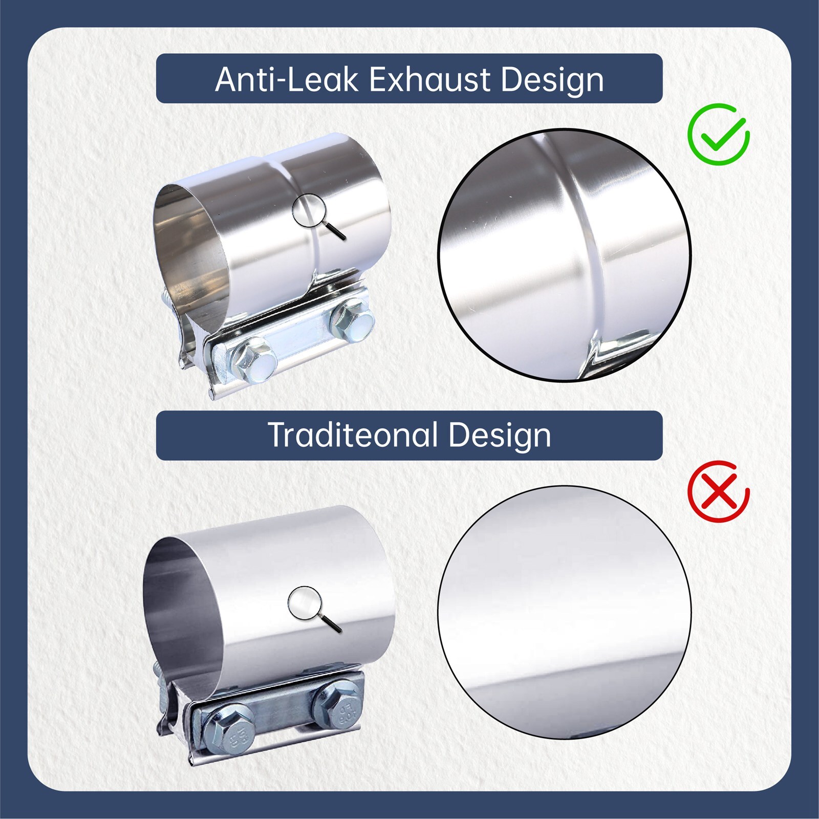 4Pcs 2.5" Stainless Steel 304 Heavy Duty Exhaust Band Clamp Lap Joint Clamps