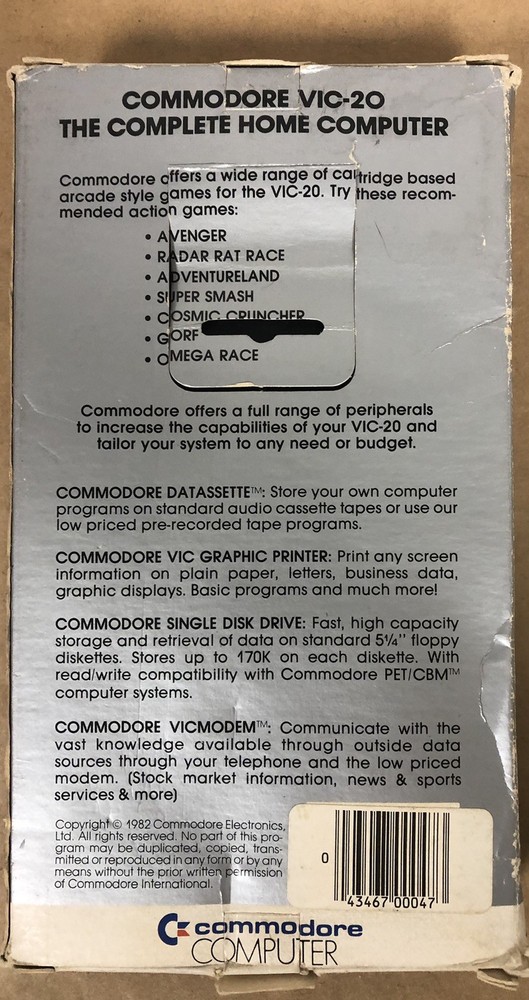 Vintage Six Commodore VIC-20 Computer Tape Cassette Programs from 1982