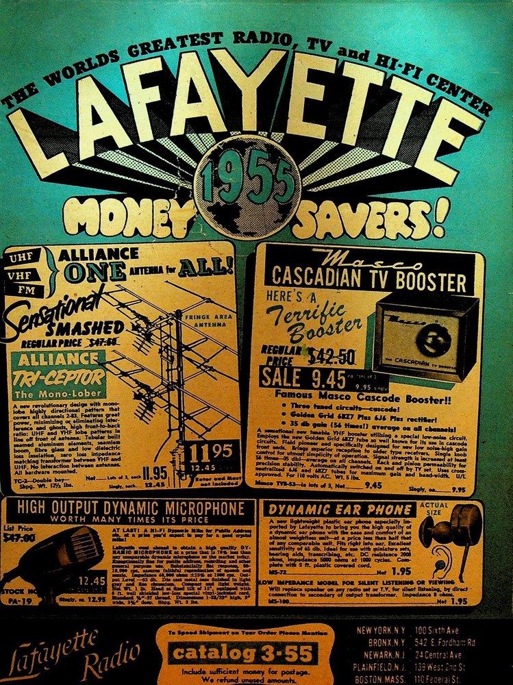 Lafayette Catalog 3-55 1955 Binoculars Speakers Amplifiers