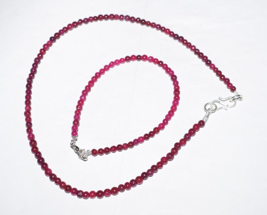 Laboratory Ruby Gem Jewelry Set 925 Sterling Silver 8” Bracelet 18”