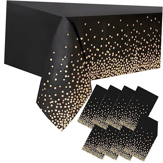 8 Packaging Black and Gold 54" x 108" (Rectangular) - Pack of 8 Black Gold