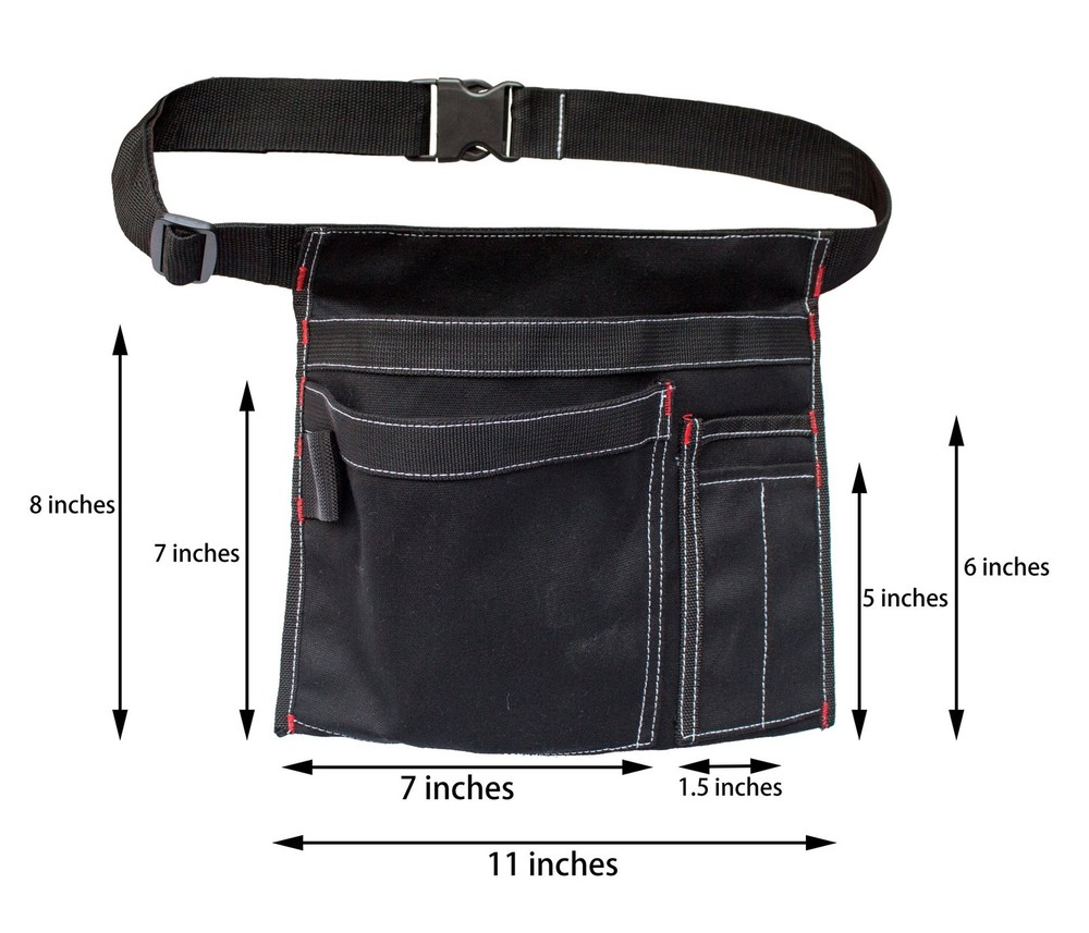 Tool Pouch Single Side Apron with 5 Pockets and 1 Hammer Loop Fits for Hammer...