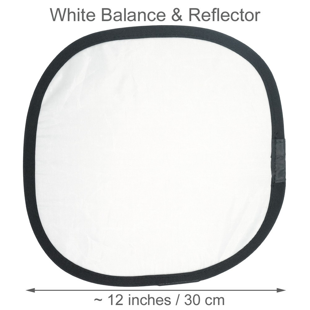 12"/30cm 2-Sided Collapsible White Balance Disc 18% Gray Panel+Target Reflector