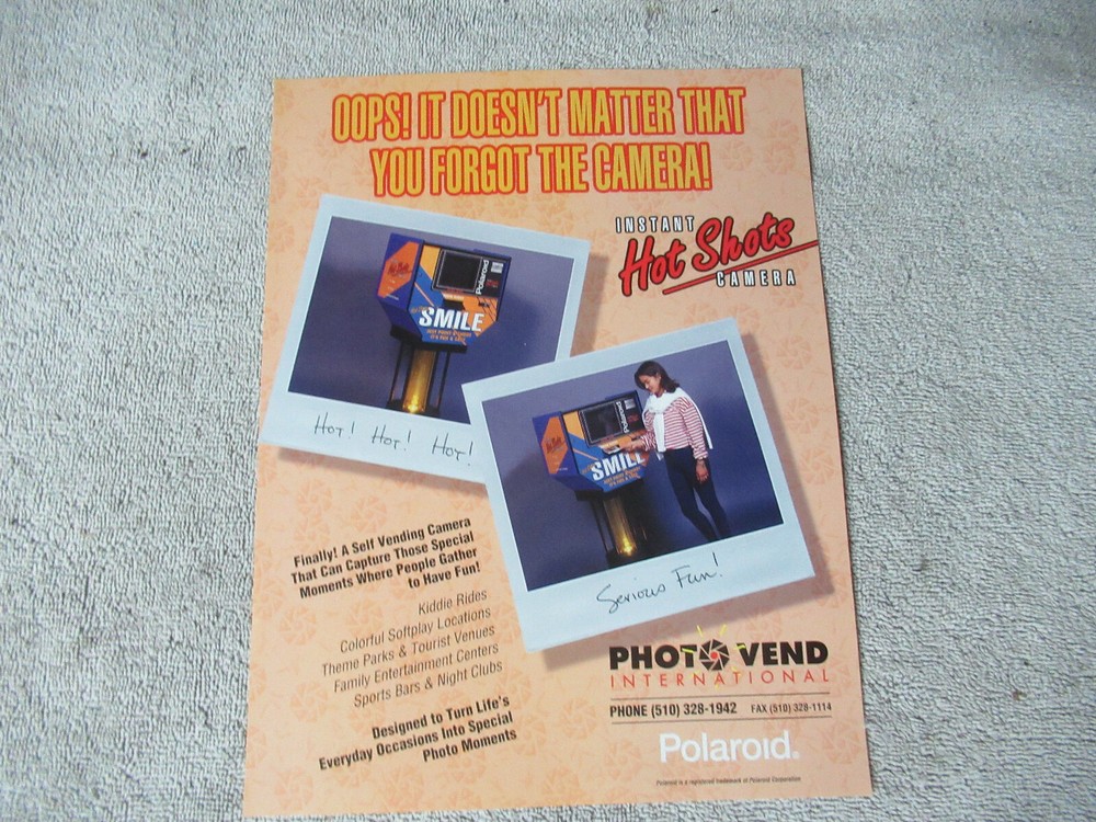 HOT SHOTS CAMERA     ARCADE GAME  FLYER