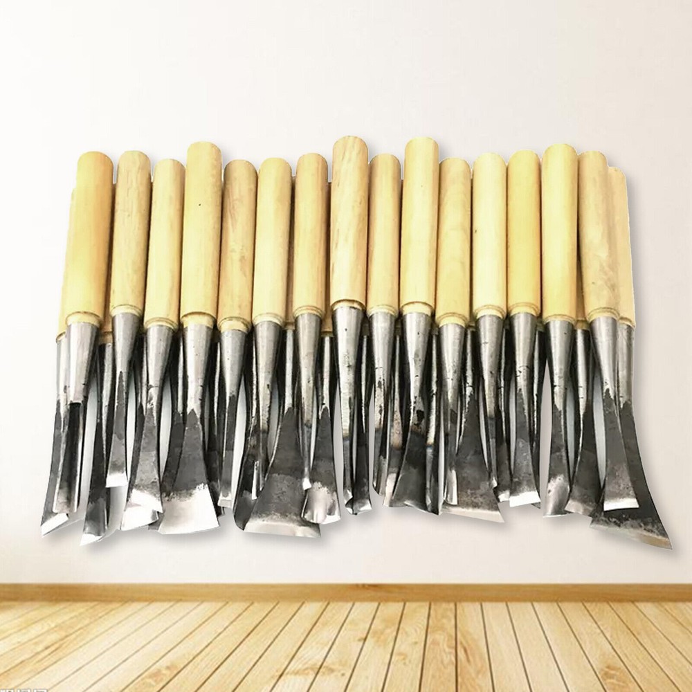 Hand Wood Carving Tools 31pcs General Chisel Made Ground By Hand With Tool Bag