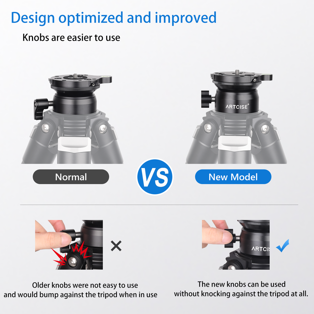 Tripod Leveling Base (⌀60mm) Camera Leveler Aluminum Adjusting Tripod Head