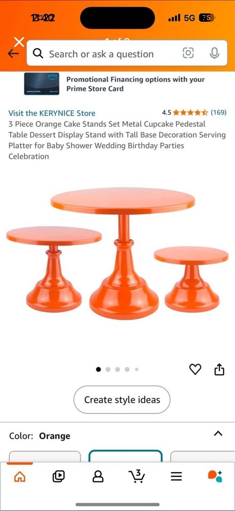 3 Piece Orange Cake Stands