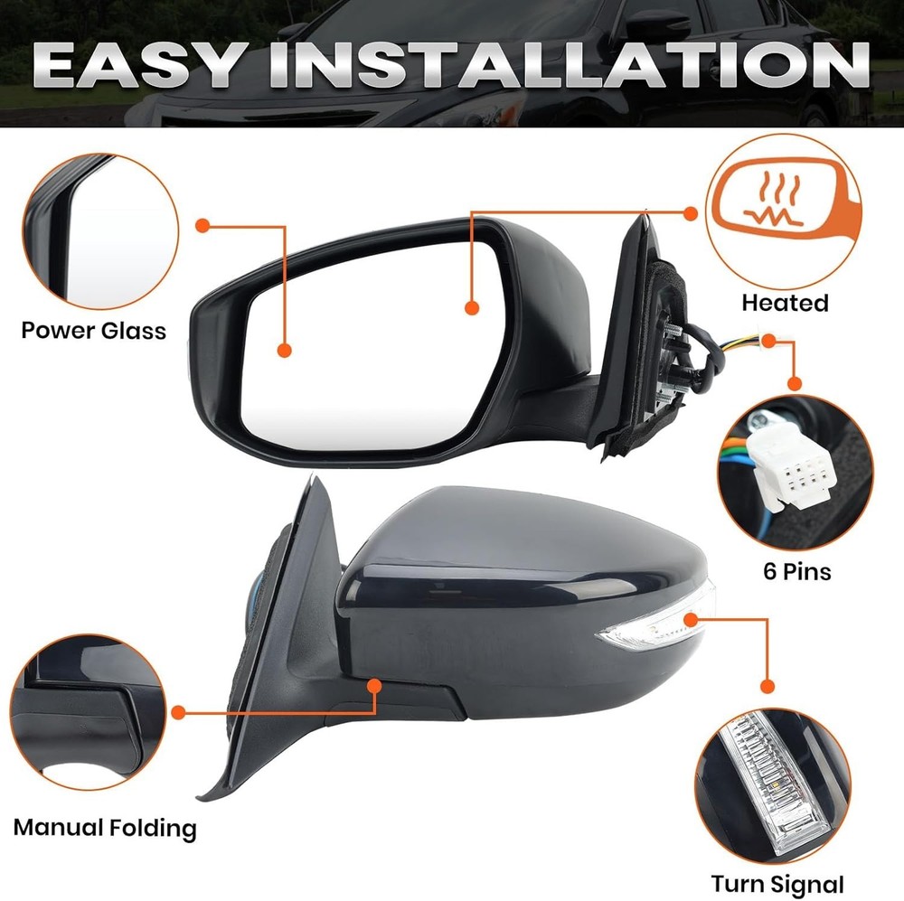Left Driver Side Mirror Compatible with Nissan Altima 2013 2014 2015 2016 201...