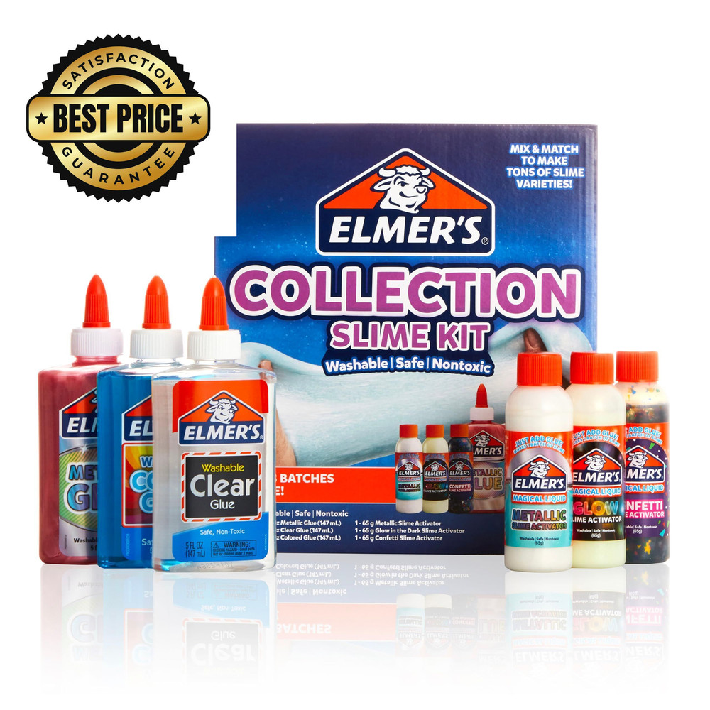 Elmer's Collection Slime Kit | Supplies Include Glow In The 6 count, Multi