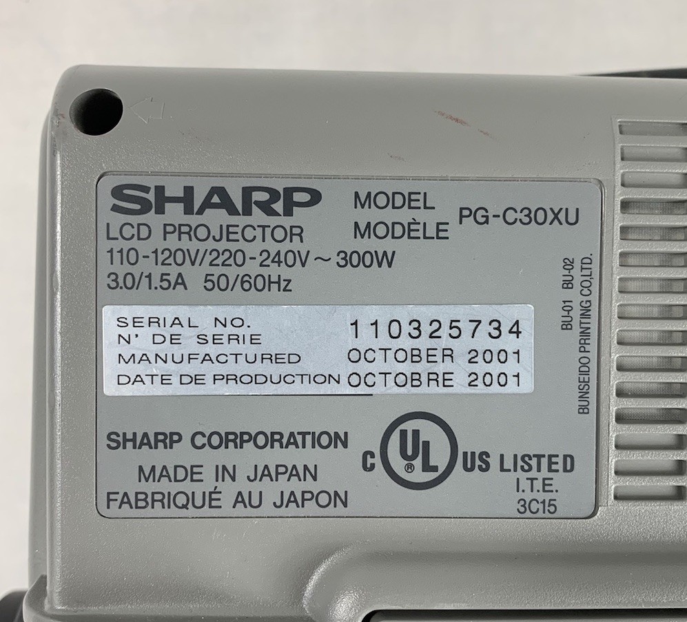 Sharp PG-C30XU LCD Projector 1405 Lamp Hours