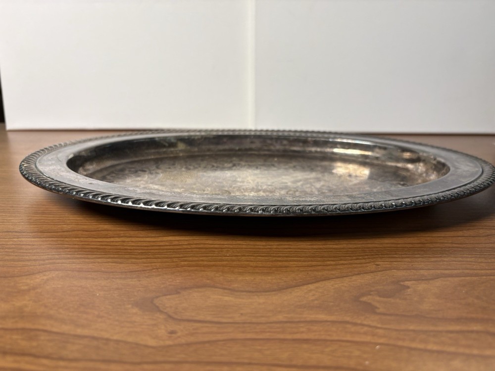 Vintage Leonard Silver Plate Oval Serving Tray Silverplatter Platter