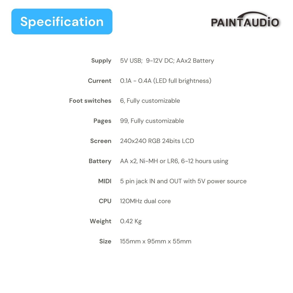 Paint Audio MIDI Captain MINI 6 Foot Controller Multi-Effects Keyboards Synth...