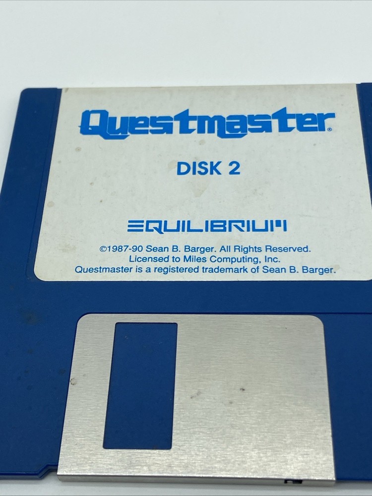 1990 Questmaster Disk 2 VTG PC Floppy Disk equilibrium  Untested