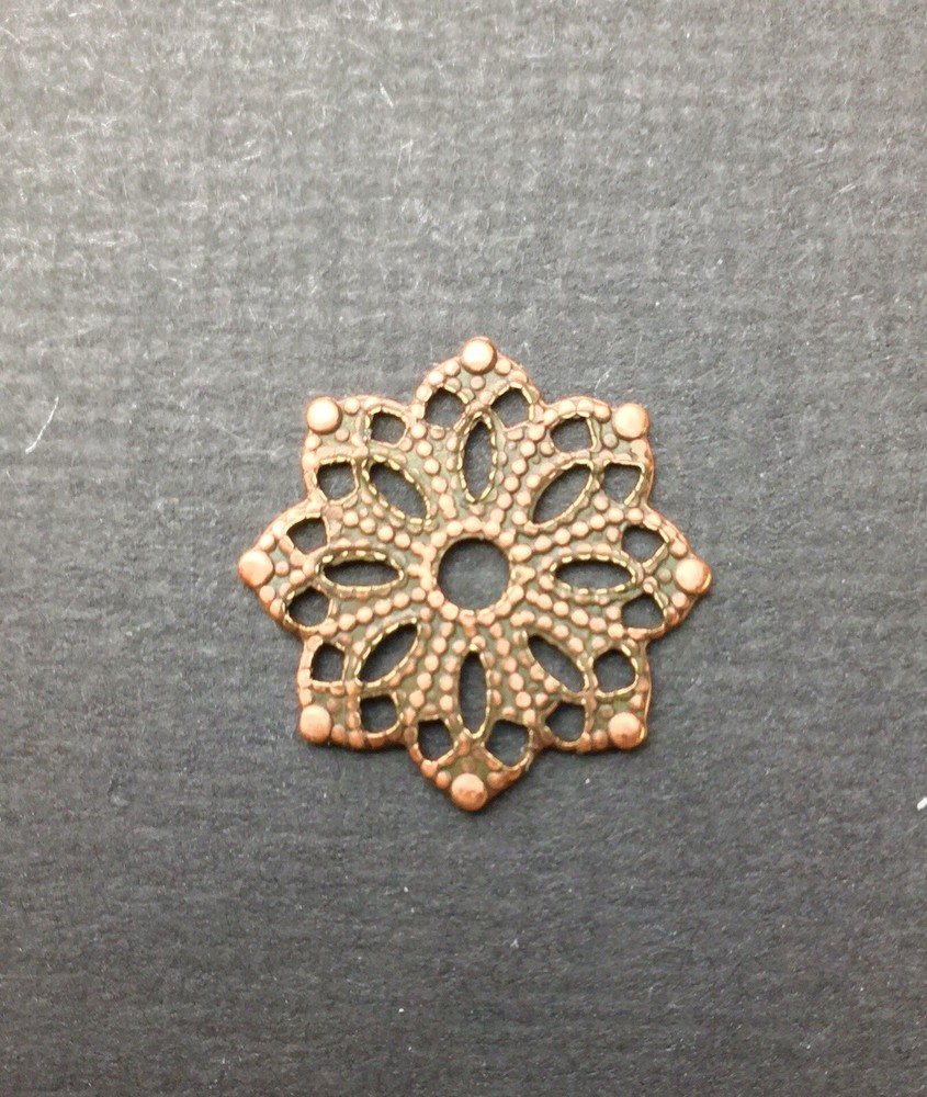 24495 6 Pc Copper Oxidized Victorian Round Filigree Finding