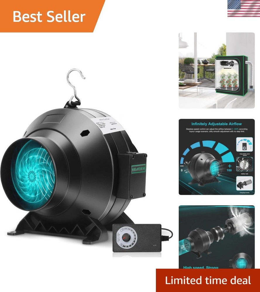 Powerful 4" Inline Duct Fan - 190 CFM, Safe and Durable for Ventilation Needs
