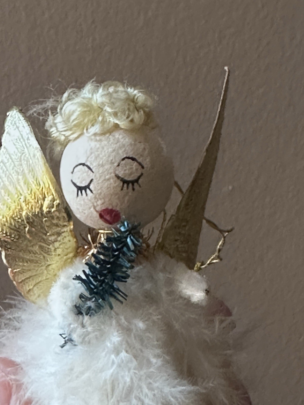 Bundle of rare Santa Claus Elfs Christmas Spun Cotton Heads Chenille Mid Century