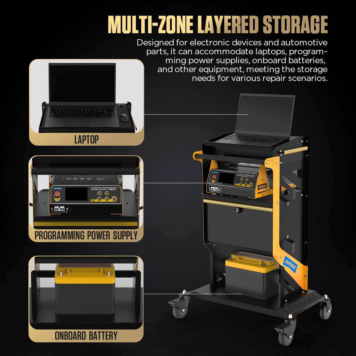 Reprogramming Power Supply ECU Battery Charger Stable +Trolley Cart Rolling Tool