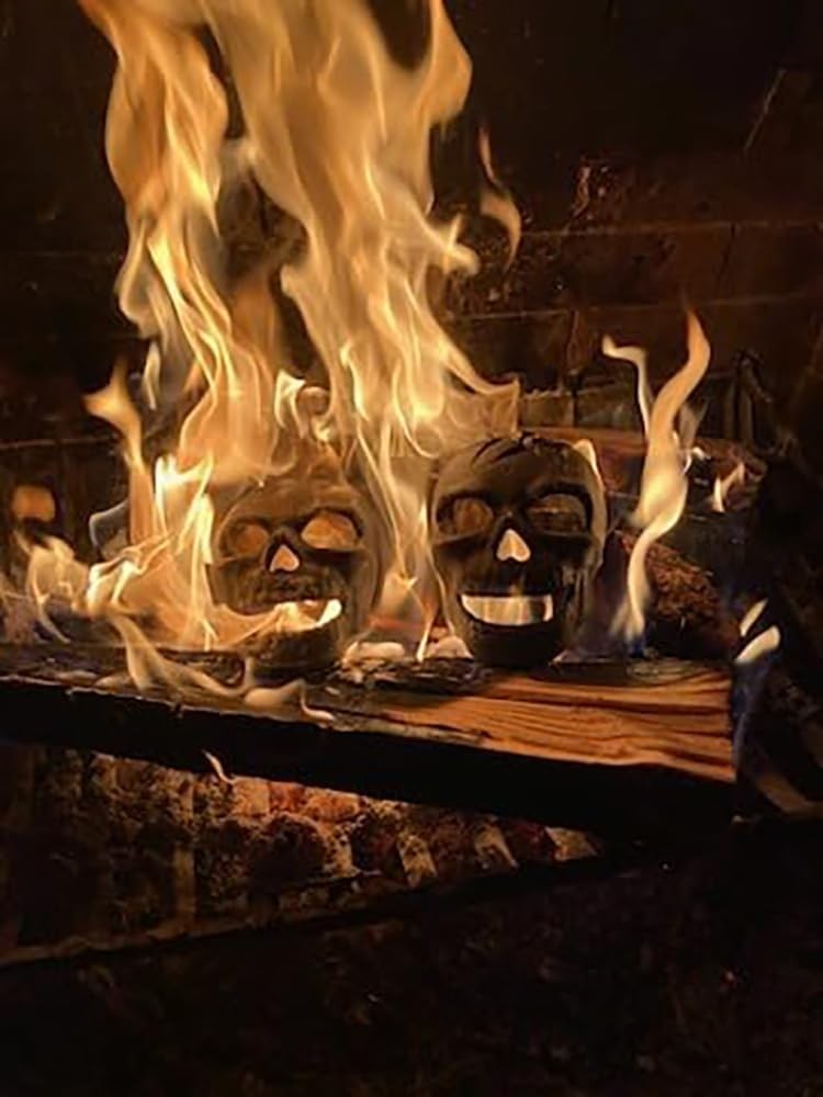 2pcs Refractory Materials Fireproof Imitated Human Fire Pit Skulls Gas Gray