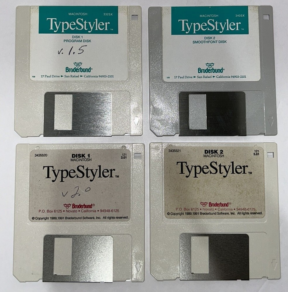 Broderbund Typestyler for Macintosh Floppy Disks Computing Vintage
