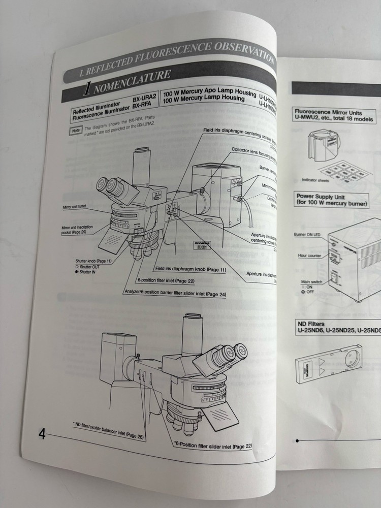 Olympus Reflected Fluorescence System Instructions Owner's Manual 2001