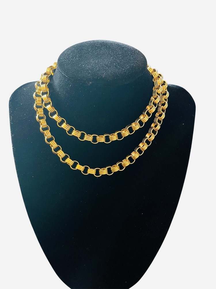 GIVENCHY Circle Link Gold Tone Chain Long Necklace