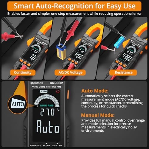 Clamp Meter 6000 Counts Clamp Multimeter 6000Counts,800A AC/DC Current Orange