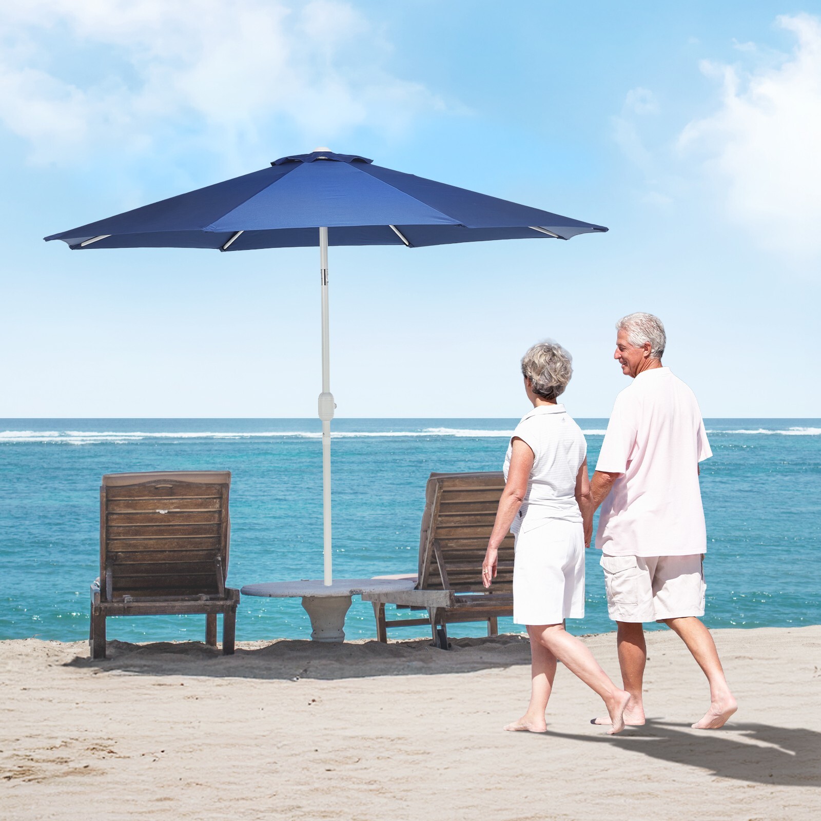 Aoodor 9FT Outdoor Patio Market Umbrella Aluminum Frame,UV Protection Waterproof