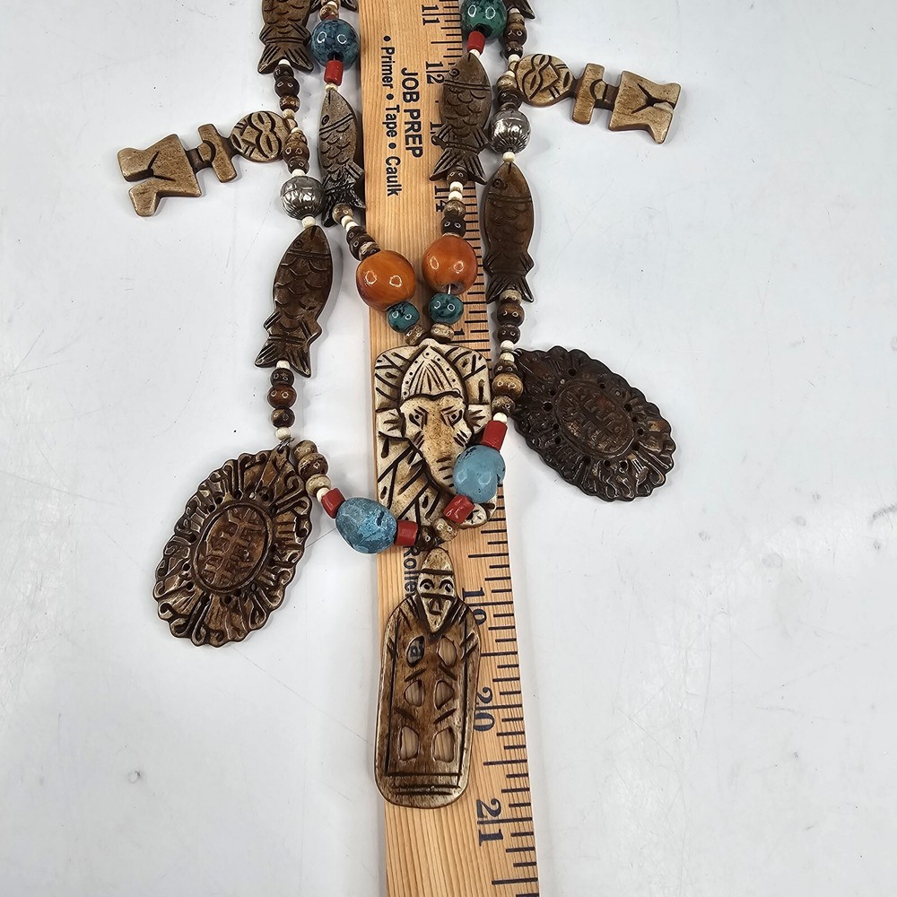 Chunky India Multi Media 2 Strand Statement Necklace