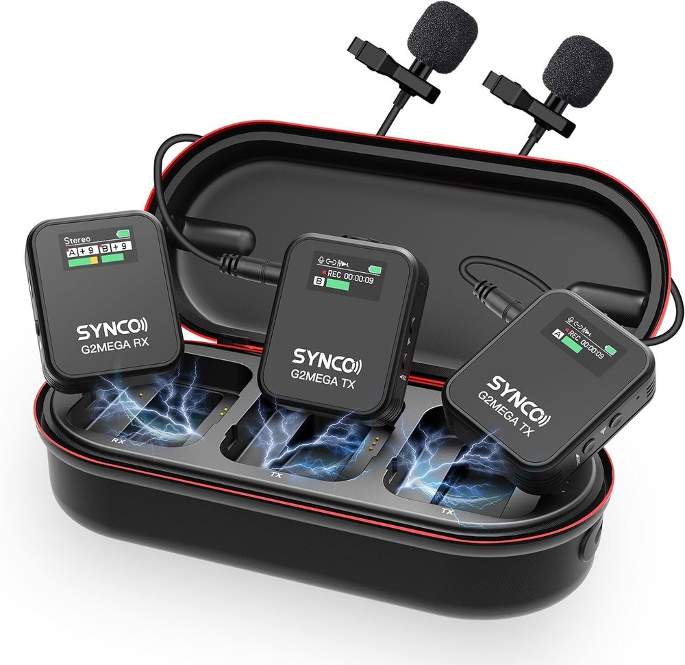 SYNCO G2A2 MEGA Wireless Microphone System 8GB Onboard Recording For Camera Vlog