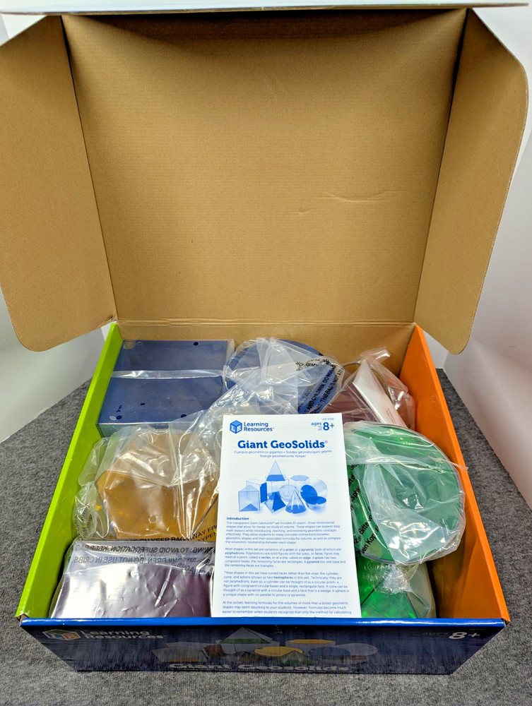 Learning Resources Giant Geosolids Set Of 10 3208 Math Geometry Open Box