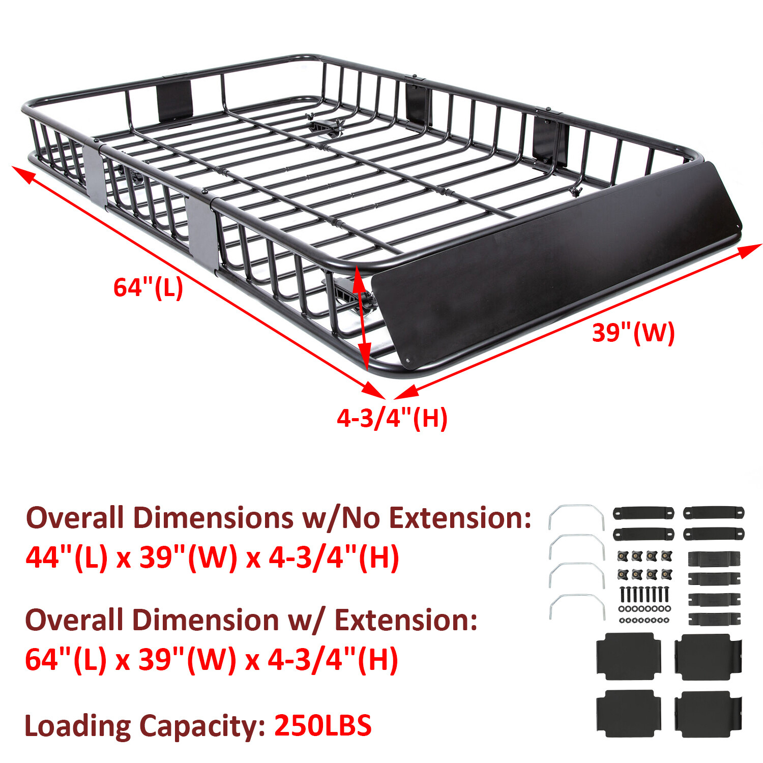 64" Extendable Roof Top Cargo SUV Basket Luggage Carrier Rack Holder Universal