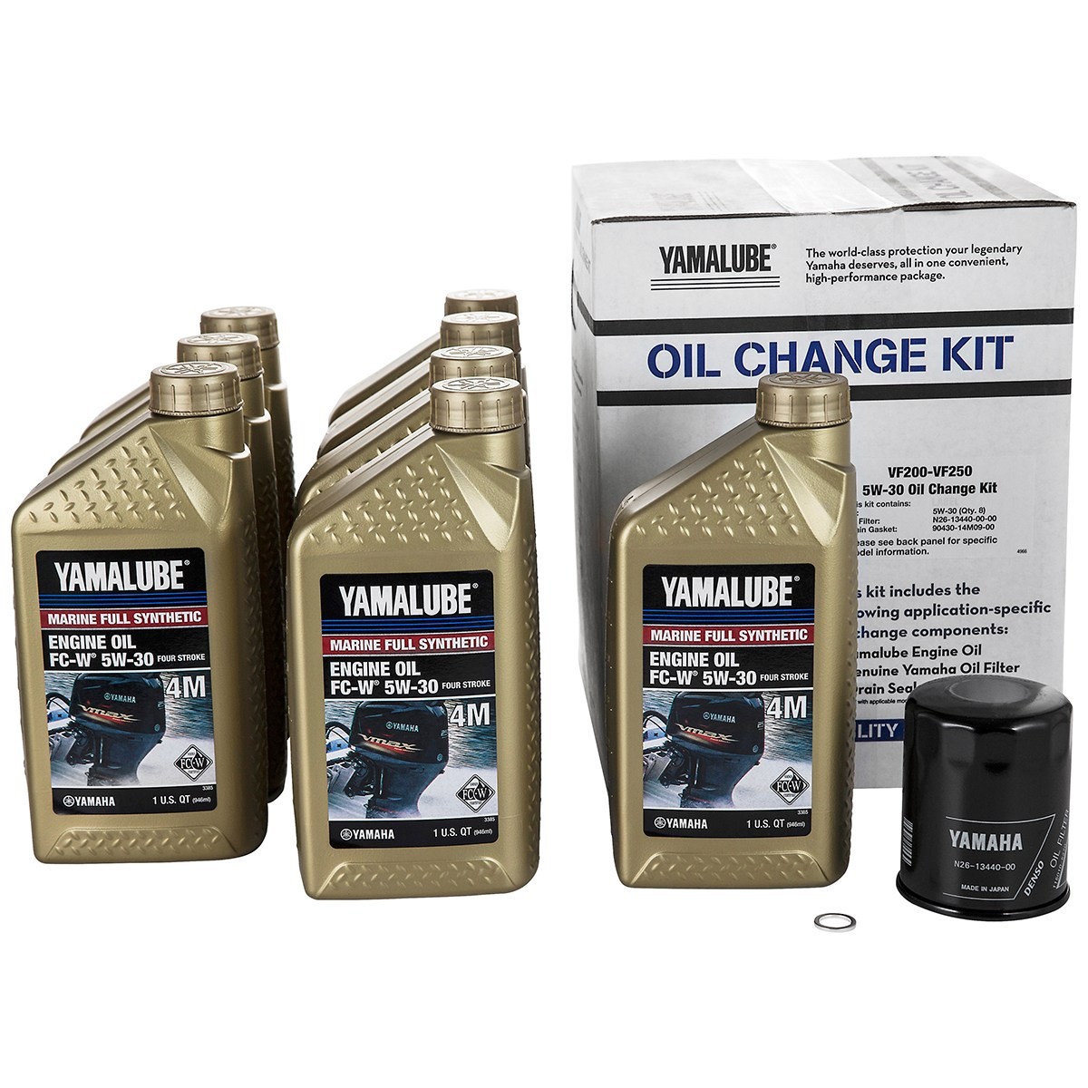 Yamalube Full Synthetic Oil Change Kit Yamaha Outboard VF250-VF200 5W-30