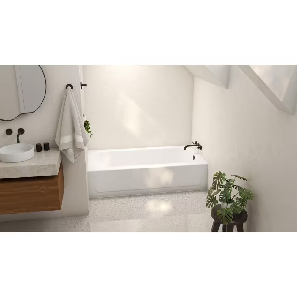 Bootz Aloha 60x30 Alcove Soaking Bathtub Right Drain White Steel Tub 011-3364