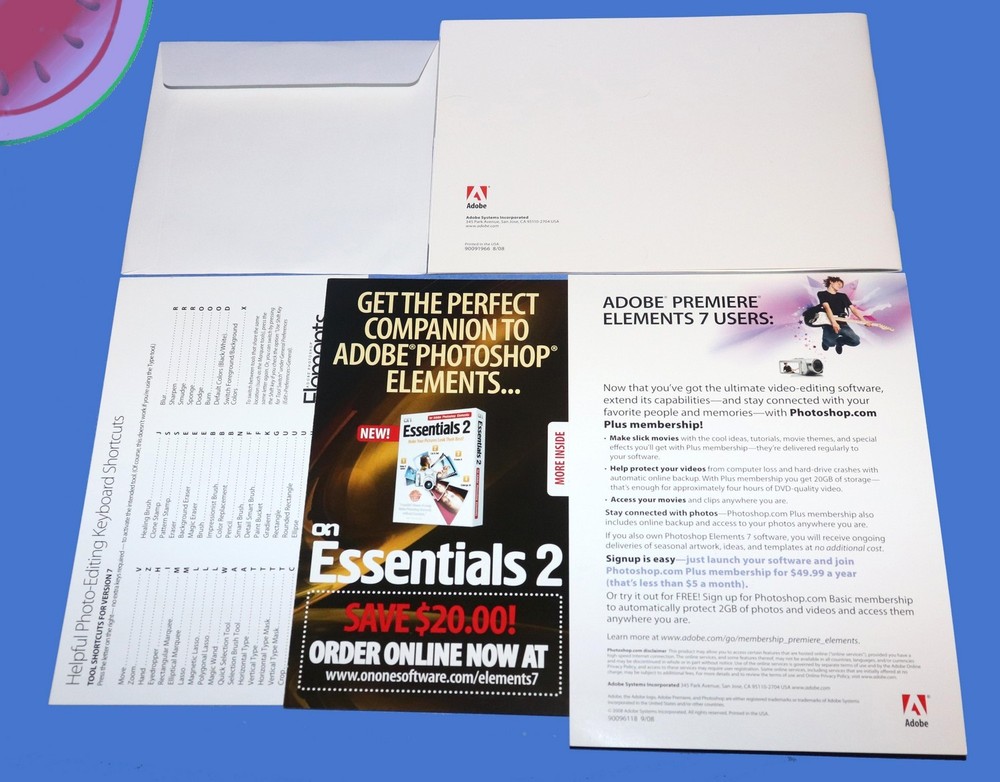 Adobe PHOTOSHOP ELEMENTS 7 w/ Key & Bonus Scrapbook Training Software PC Windows