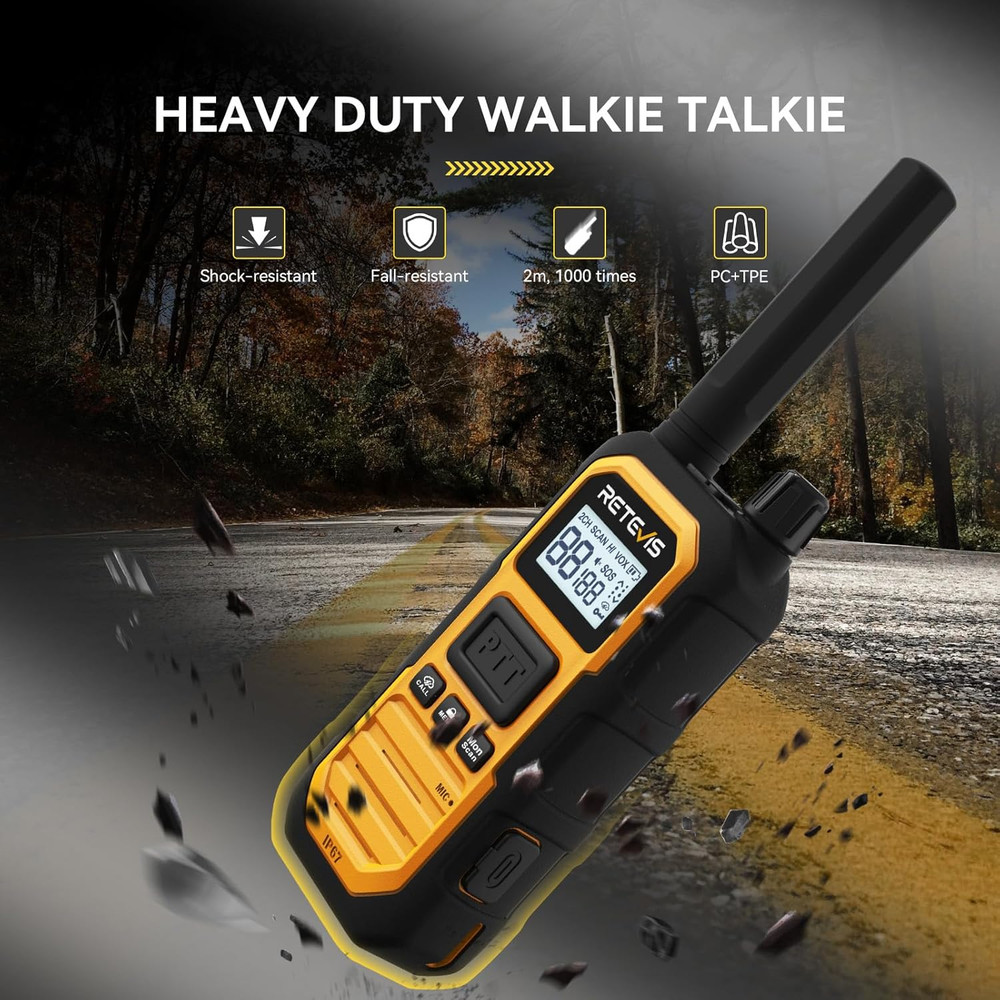RB48 Plus Walkie Talkies - Long Range, Waterproof, Rechargeable 2 Pack