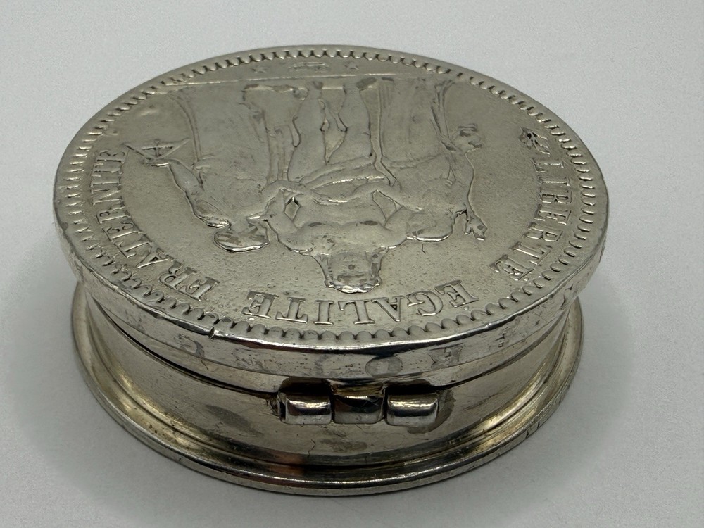 Hermes Antique French Silver Coin Snuff Box