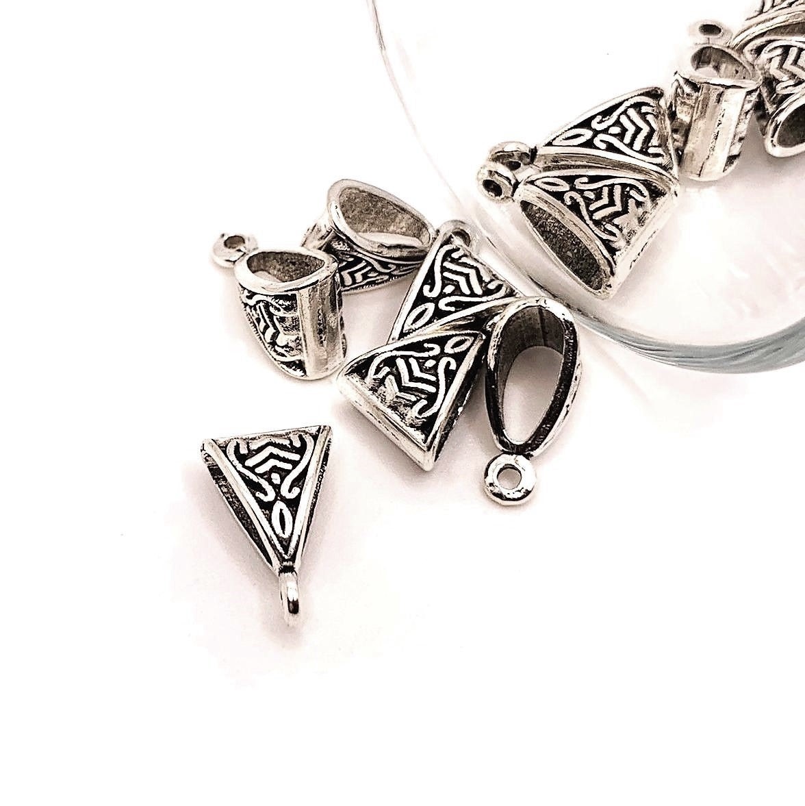 Silver Triangle Jewelry Bails, 15x10mm - US Seller